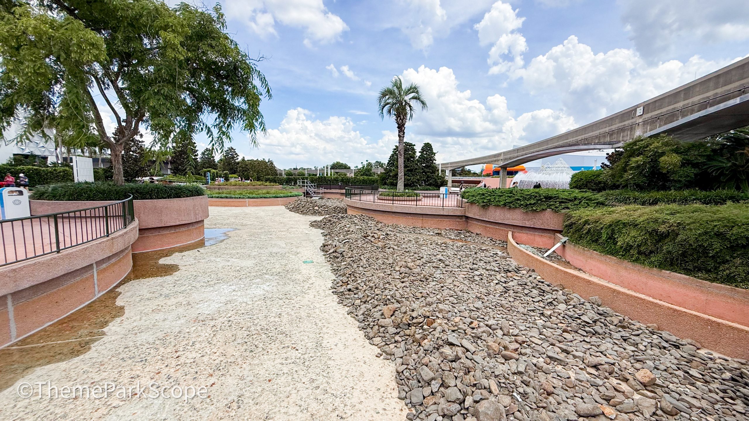 EPCOT Reflecting Pool Drained For Refurbishment At Walt Disney World