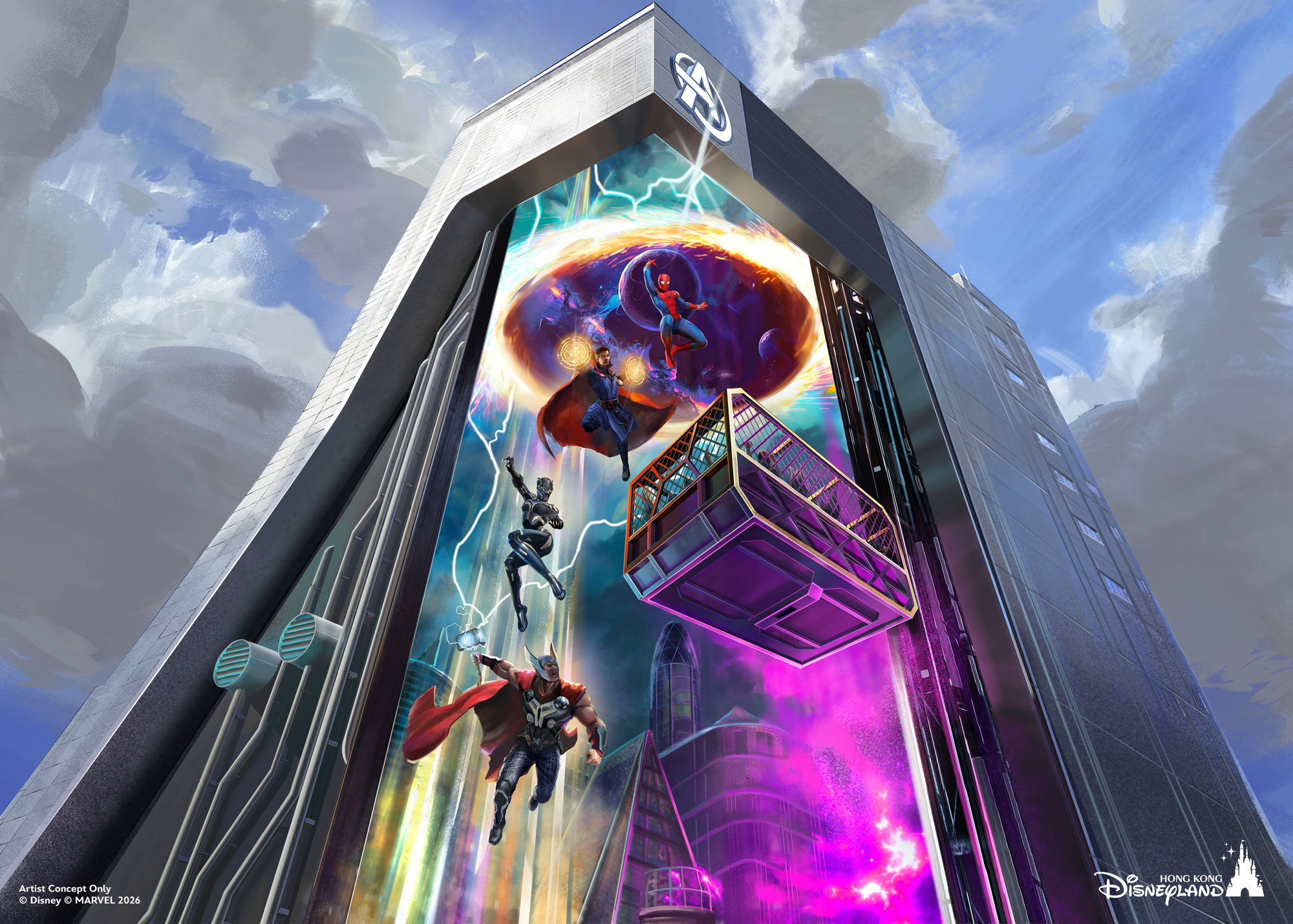 Hong Kong Disneyland’s New Avengers Drop Tower Gets Its First Model at D23