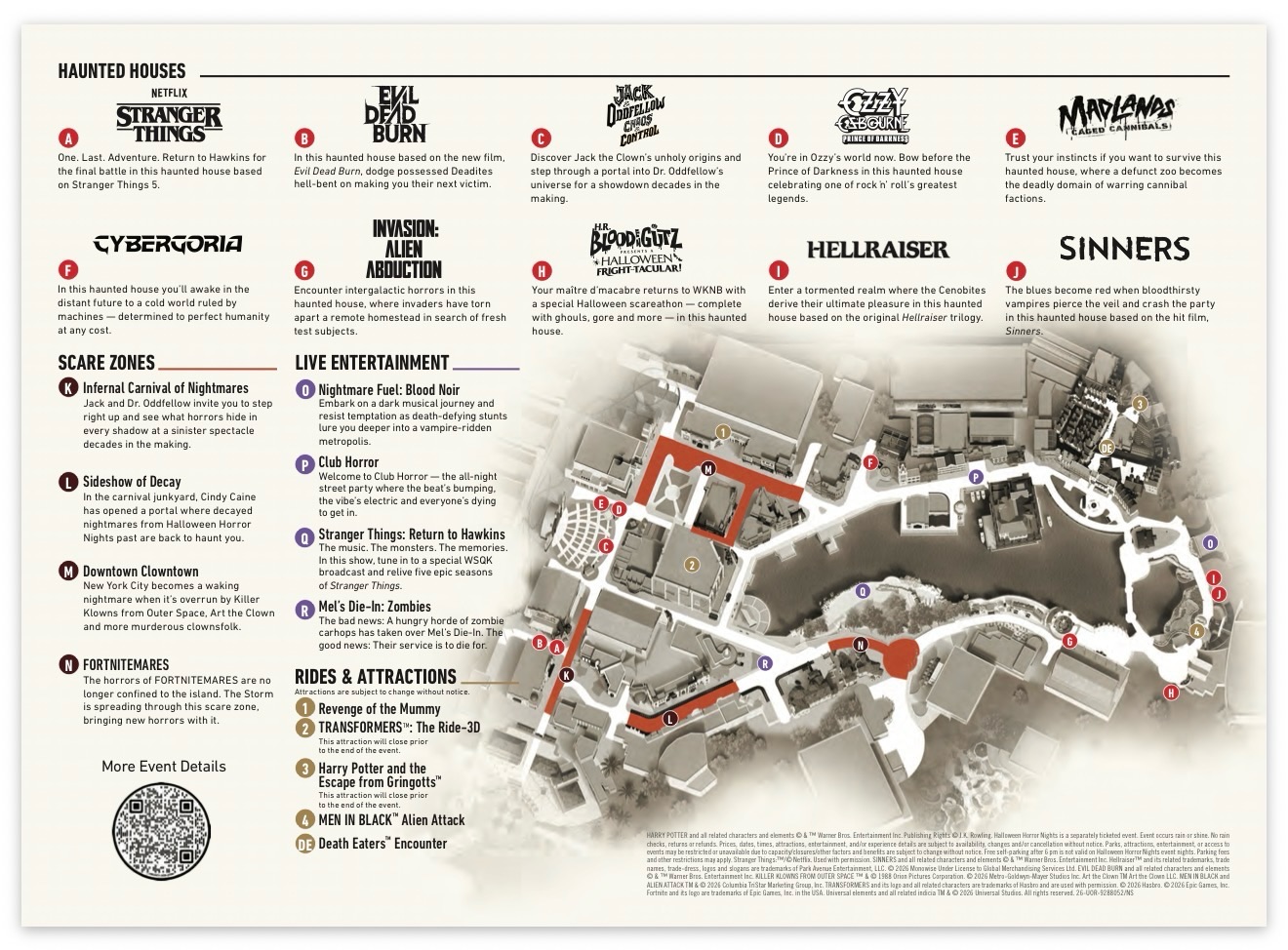 Halloween Horror Nights 35 Park Map Revealed: Houses, Zones, and Shows